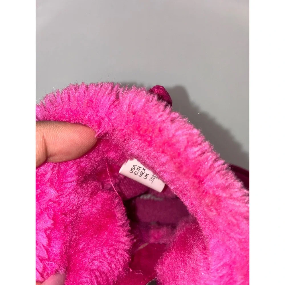 Disney Minnie Mouse Toddler Girls Hot Pink Faux Fur Bow Winter Boots Size 4